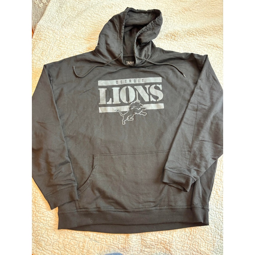 Detroit Lions NFL Team‎ Apparel Hoodie Black Silver Men's Pullover 3XL NWOT